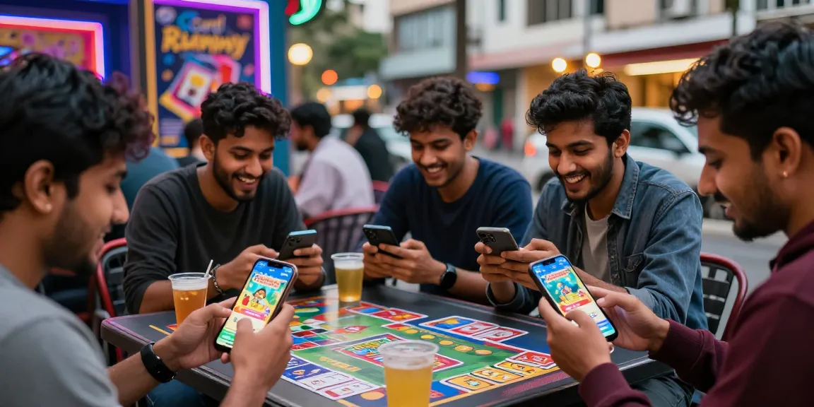 Exciting Free APK download experience with friends enjoying Card Rummy games.