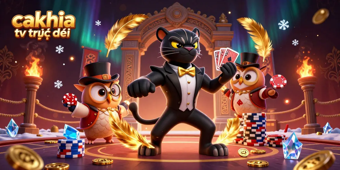 Cakhia tv trực tiếp brings exciting live sports action with vibrant animations of panther, owl, and mouse gaming.