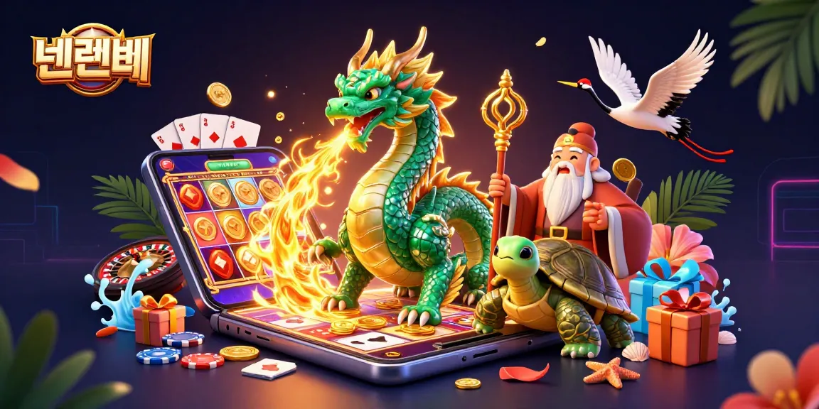 Experience the thrilling world of 텐텐벳 as lucky cranes and a jade dragon animate vibrant casino gaming elements.