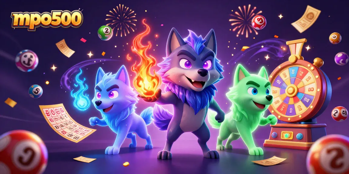 Win big with mpo500 as glowing spectral wolves unleash vibrant lottery excitement