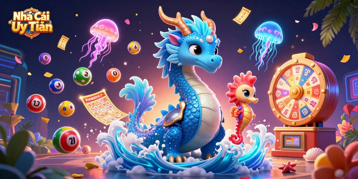 Experience the vibrant world of Nhà Cái Uy Tín with captivating gaming elements like lottery balls and a majestic dragon.