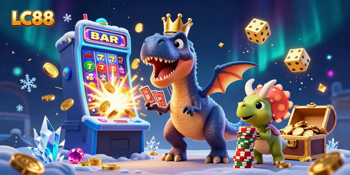 Experience LC88's exhilarating casino environment with vibrant characters and captivating gaming elements.
