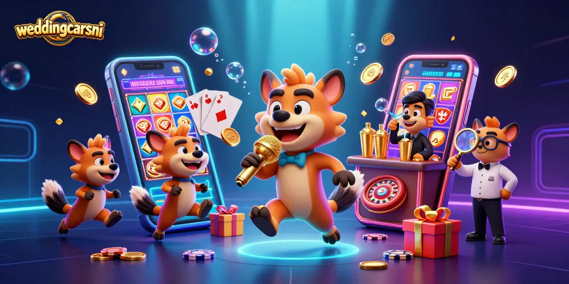 weddingcarsni hyenas in a comedic casino scene performing and enjoying games, illustrating fun gambling interactions