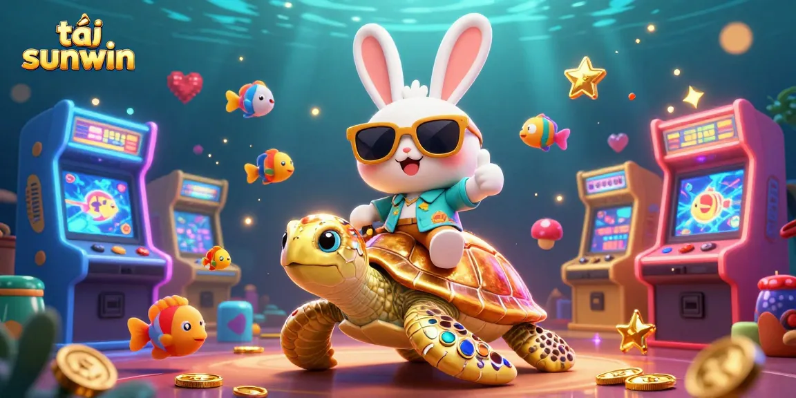 Play and win with tải sunwin in a vibrant 3D illustration featuring casino gaming elements and fun characters