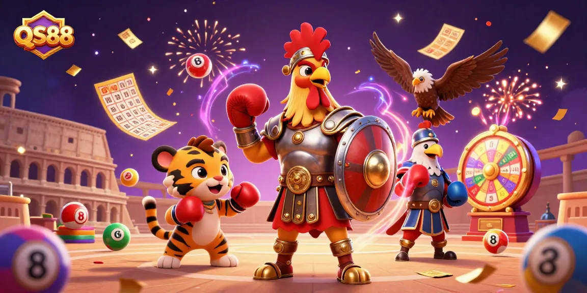Engage in thrilling gameplay with QS88 as vibrant casino elements collide in an electrifying scene.