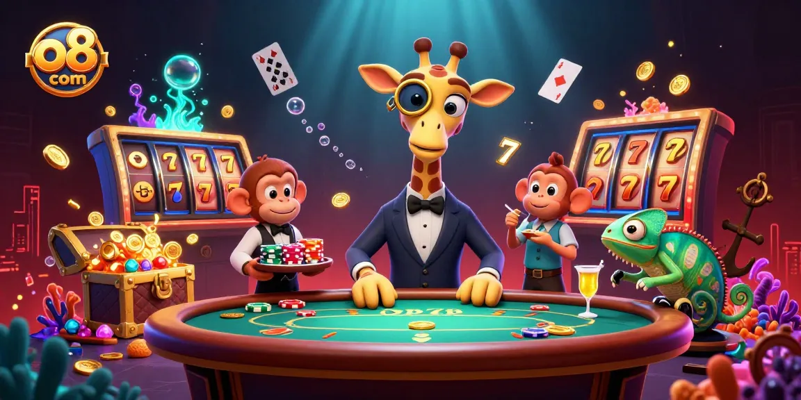 Engage with exciting gaming at o8 com featuring a high-roller giraffe and lively casino elements.