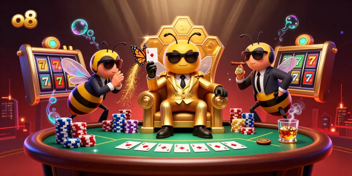 Engage in thrilling gameplay at o 8 casino with a bumblebee mob boss and vibrant slot elements.