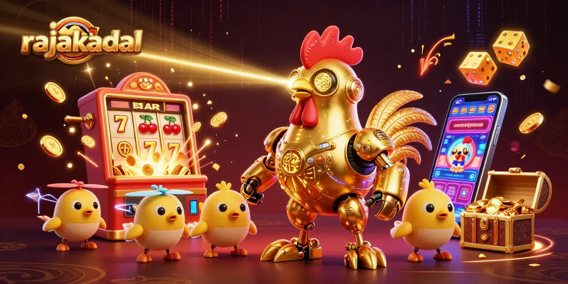 Mainkan rajakadal dengan mesin slot 3D yang menarik dan simbol keberuntungan mengelilingi karakter robot unik.
