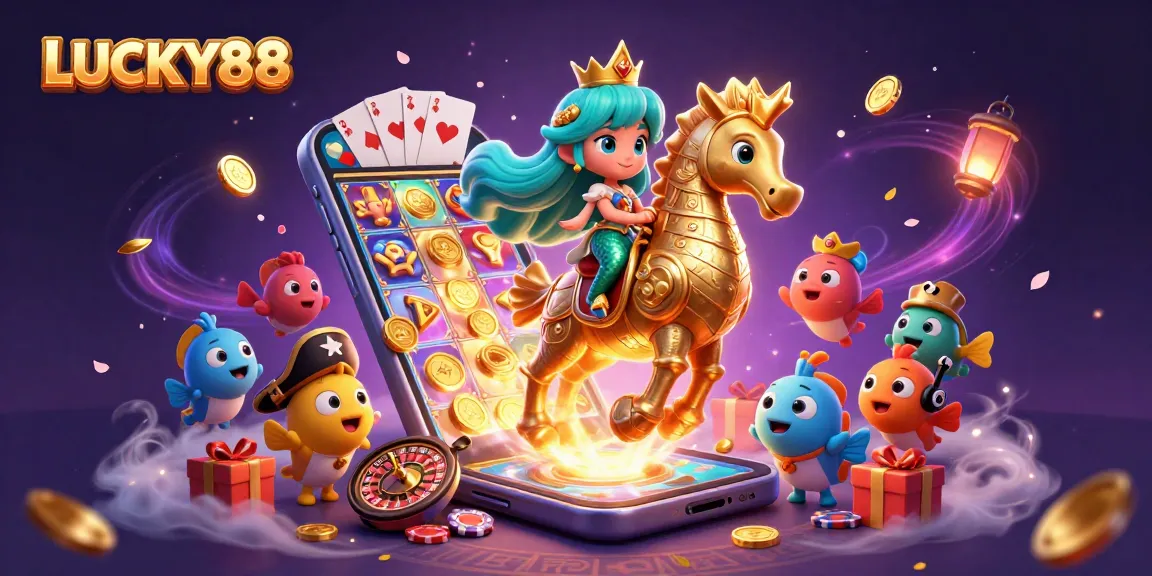 LUCKY88 offers thrilling gaming adventures with a mermaid princess and vibrant sea creatures.