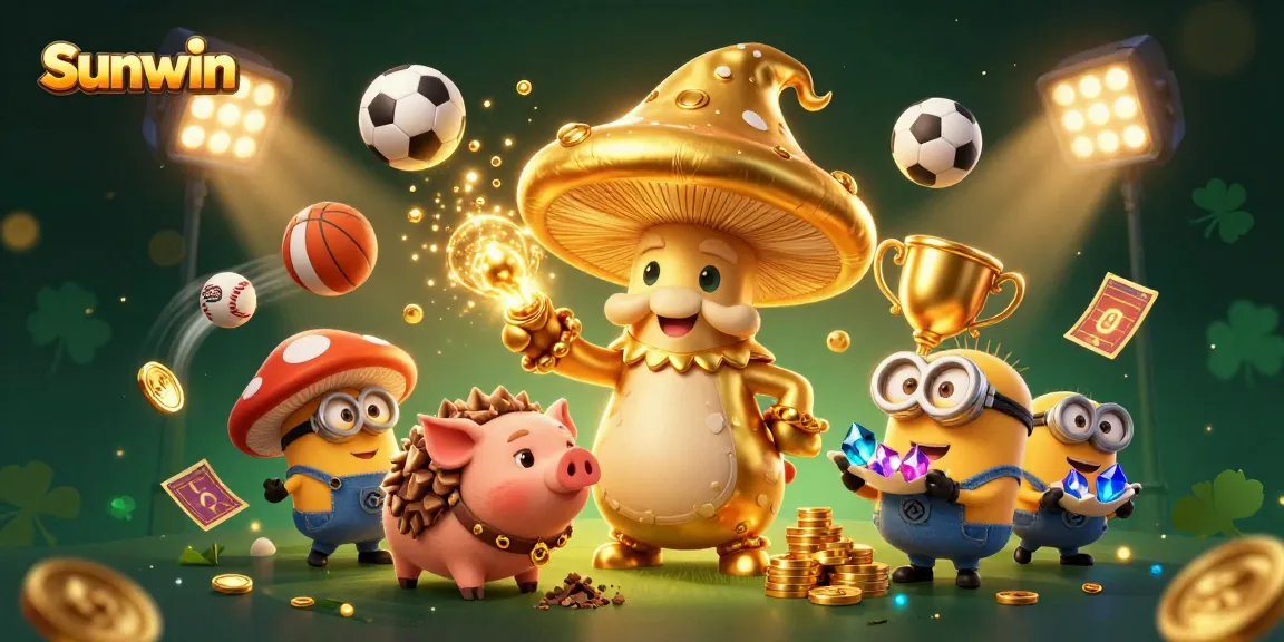 Sunwin delivers magical sports betting action with a golden mushroom wizard and dynamic game elements.