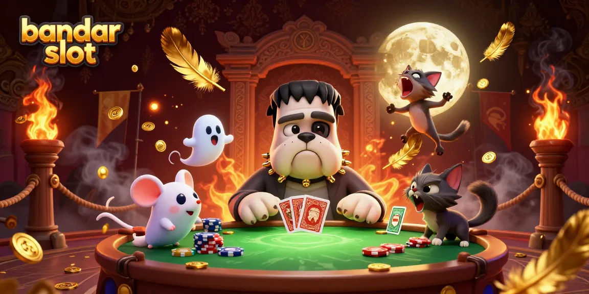 Memperkenalkan bandar slot dengan karakter unik dalam ilustrasi kasino yang seru.