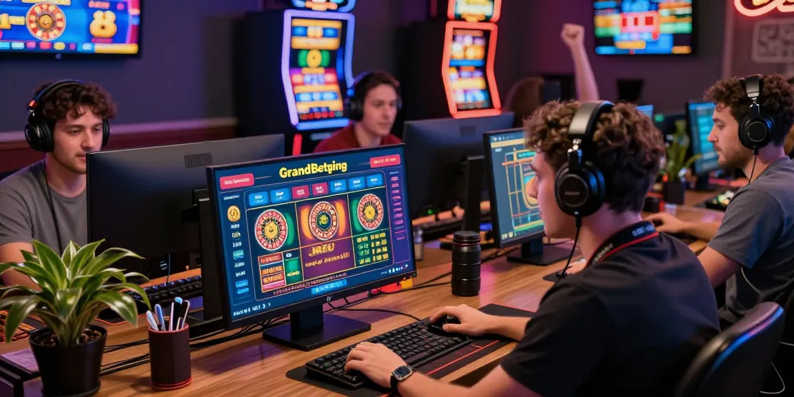 Exciting scene of players engaging with the Grandbetting online casino platform, showcasing vibrant graphics and live dealer games.